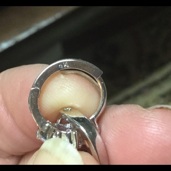 SOLD.   Ruby and  White CZ 9K Solid Gold Earrings - Picture 7 of 7